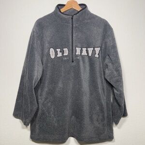 Vintage Old Navy Gray Quarter Zip Pull Over Fleece Sweater Women Size XL